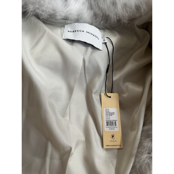 NWT Women’s Rebecca Minkoff Cropped Vegan Fur Jacket Coat - Glam- Old Money- XL - Picture 7 of 7